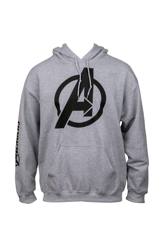 Avengers Symbol with Sleeve Print Text Pull Over Hoodie-Medium