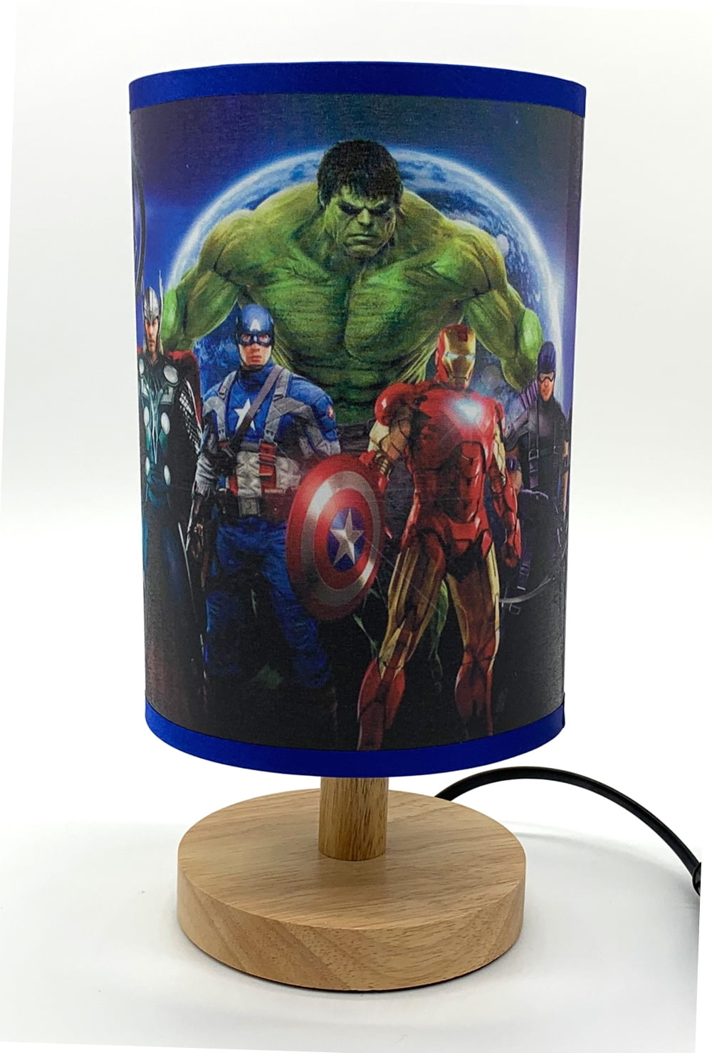 Avengers Table Lamp Night Light Wood Base Room Decoration or Great Gift Ideas
