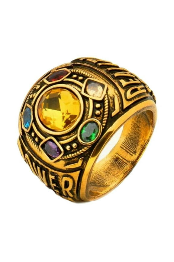Avengers Thanos Colorful Power Stones on Bronze Finish Metal Statement Ring Size 12