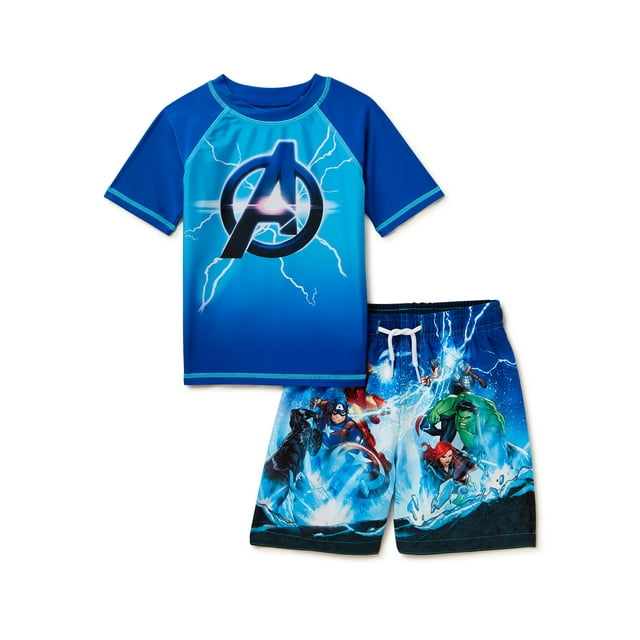 Avengers Toddler Boys Rash Guard and Swim Shorts, 2-Piece Swimsuit Set ...