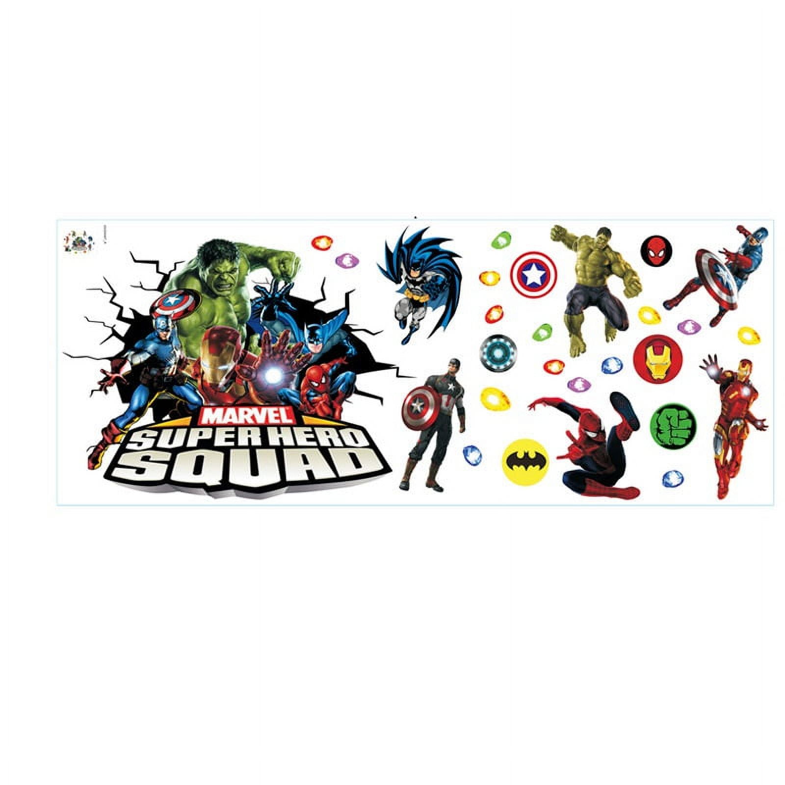 The Avengers Wall Sticker For Bedroom Living Room Nursery Party Decorations Anime Cartoon Background Self-Adhesive Wall Decor Baby Boy Girl Kids Room Wall Mural Decor Poster Gift