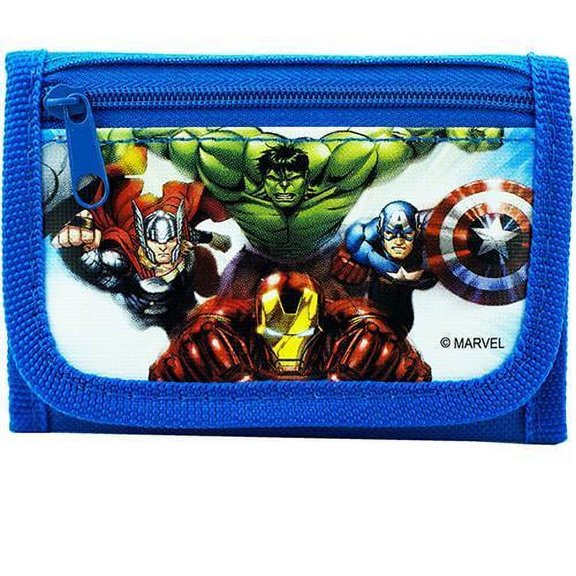 Avengers Wallet for Boys Superheroes Kids Wallets Trifold Coin Zip Pocket Blue