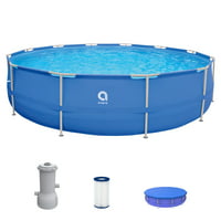 Avenli 15ft x 48in Blue Round Metal Frame Above Ground Pool with Accessories