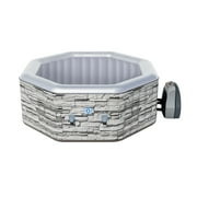Avenli Vermont 3-5 Person Inflatable Hot Tub Spa + Cover, Gray Brick Pattern, Rapid Heating up to 104°F, 120 Water Jets, 211 gal, Octagon