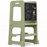 Avenlur Toddler Tower, Date 4-in-1 Kitchen & Learning Tower Doubles as a Kitchen Stool for Toddlers, Montessori Tower, and Toddler Tower Table Green