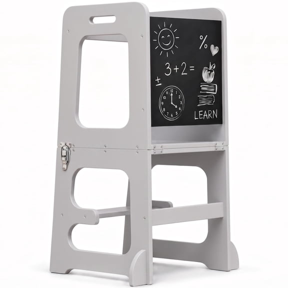 Avenlur Toddler Tower, Date 4-in-1 Kitchen & Learning Tower Doubles as a Kitchen Stool for Toddlers, Montessori Tower, and Toddler Tower Table (White)