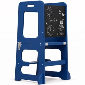 Avenlur Toddler Tower, Date 4-in-1 Kitchen & Learning Tower Doubles as a Kitchen Stool for Toddlers, Montessori Tower, and Toddler Tower Table (Blue)