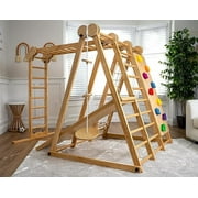 Avenlur 7-in-1 Indoor Foldable Playset for Kids - With Slide, Climbing Wall, Monkey Bars, Swing