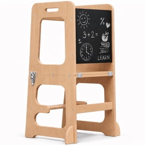 Avenlur Date 4-in-1 Foldable Kitchen Tower - Toddler Step Stool with Chalkboard, Desk Table and Chair - Waldorf and Montessori Kitchen Stool - Kitchen Stool Tower for Toddlers 18 Months to 6 Years