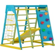 Avenlur Indoor, Gym & Playground Real Wooden Climber with Rock Climb Wall, Rope Climbing, Monkey Bars and Ladder
