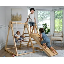 Avenlur Juniper Montessori Toddler Playset Indoor Playground Folding Gym, Interchangeable Baby/Toddler Swing 5 in 1 Multifunctional Foldable, Ladder Climber, Slide, Rock Climbing Kids Ages 1yr - 5yrs