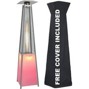 Avenlur Outdoor Patio Propane Heater - 42,000 BTU Pyramid Patio Heater with Color Changing LED Lights - Great for Outdoor Party, Restaurants, Outdoor Socializing w/ wheels, Includes Protective Cover