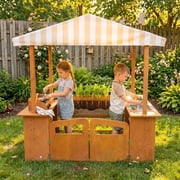 Avenlur Sumac 4-in-1 Wooden Mud Kitchen & Market Stand with Grill, Root View Planter, Sand & Water Bins, Outdoor Pretend Play, Ages 3+