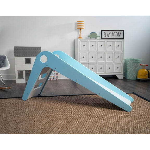 Avenlur Toddler Playground Indoor Slide for Kids - Transform Any Living Space Into The Perfect Playroom or Gym. Climbing Wood Slide for Babies, Toddlers, and Children Ages 18mo - 4 Years (Blue)