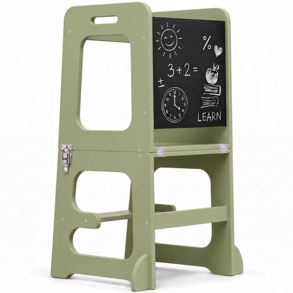 Avenlur Toddler Tower, Date 4-in-1 Kitchen & Learning Tower Doubles as a Kitchen Stool for Toddlers, Montessori Tower, and Toddler Tower Table (Green)