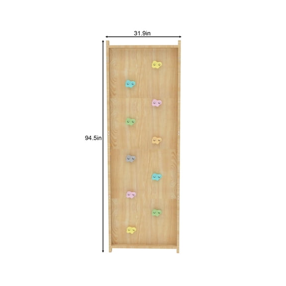 Avenlur Walnut Modular Wall Gym Add-On Rock Climbing Panel with Holds (31.9 W x 94.5 H) Compatible with Avenlur Walnut 9-in-1
