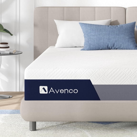 Avenoco California King 12 Inch Memory Foam Mattress - WHITE/GRAY