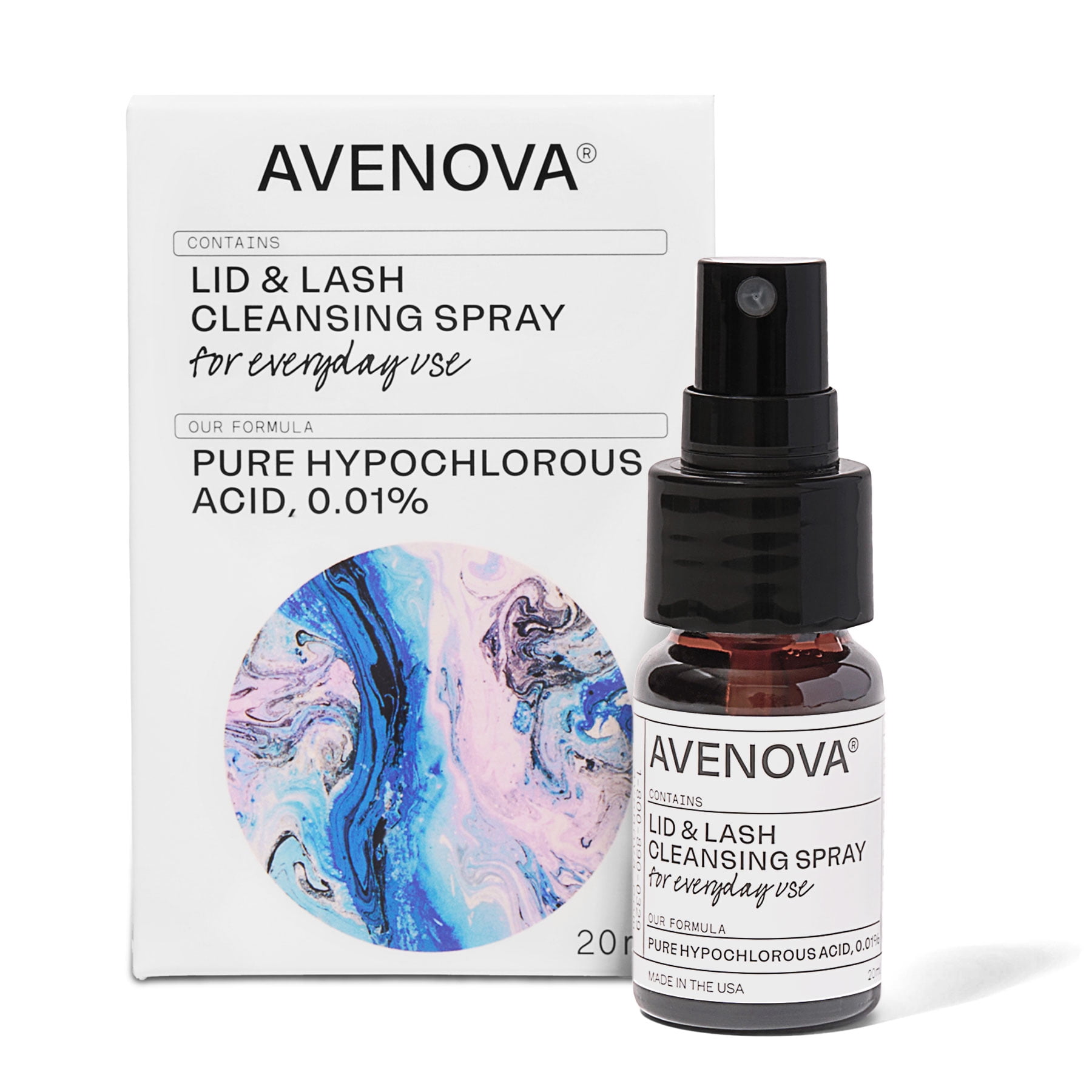 Avenova Antimicrobial Eyelid and Lash Cleanser - Soothing Formula, Effective Relief from Irritation, Dry Eyes, Styes and Blepharitis. Pure and Gentle Hypochlorous Acid Spray, 20mL (0.68 oz)