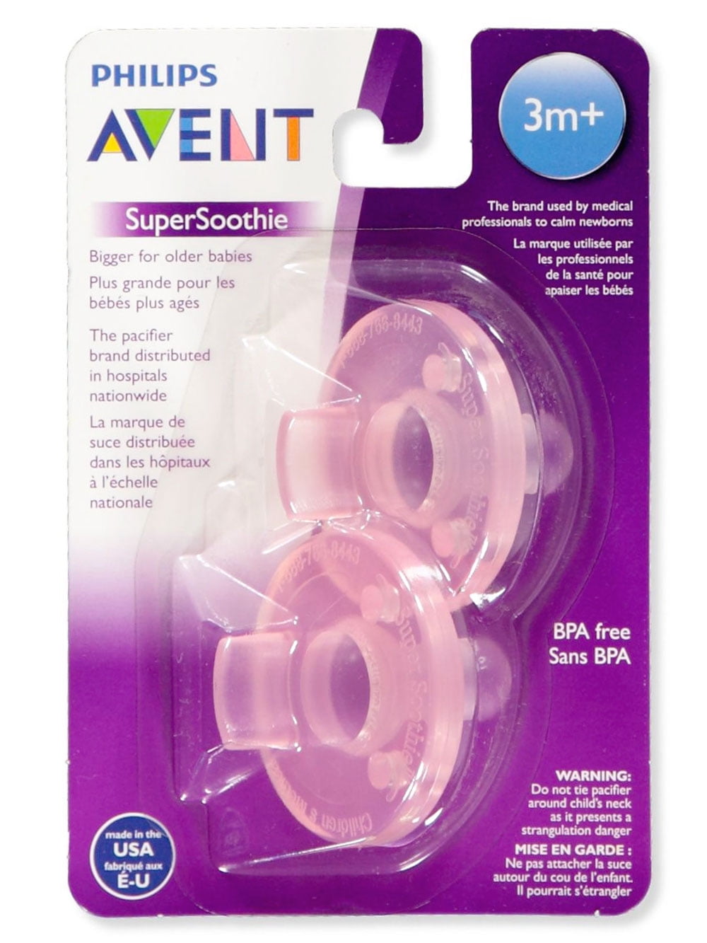 Avent 2Pack Super Soothie Pacifiers pink, one size
