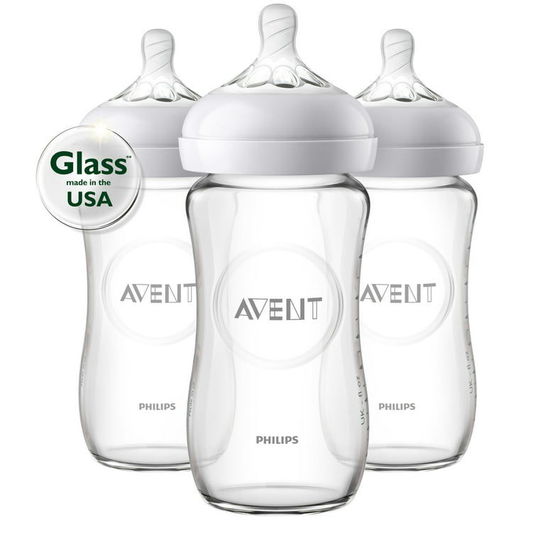Avent SCF703/37 8 Ounce 3 Pack Natural Glass Baby Bottle - Clear 
