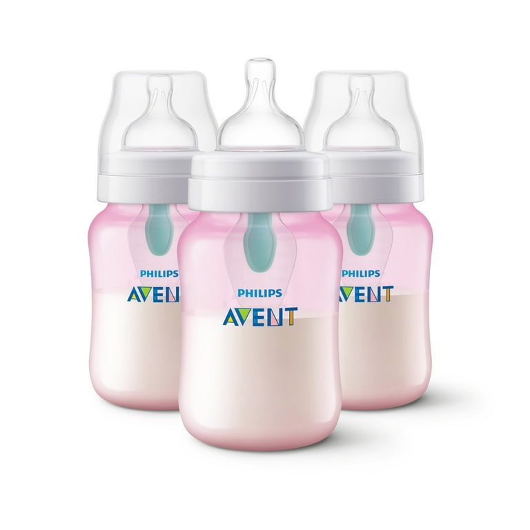 Avent - 3pk Anti-Colic Bottle with Airfree Vent, 9oz, Pink