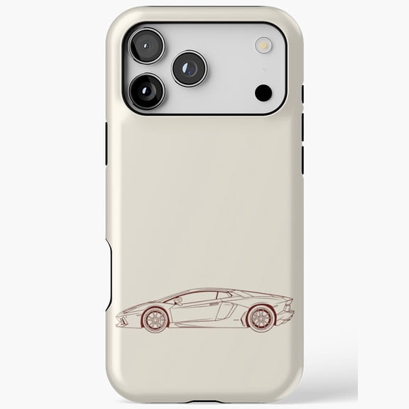 Aventador Red Outline Side View iPhone Case 17 16 15 14 13 12 11 Pro Max