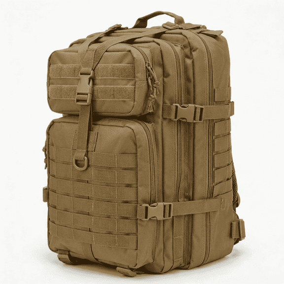 45L Laptop Backpack for Men, Water-Resistant Travel Hiking Backpack with 17-Inch Laptop Compartment, Khaki