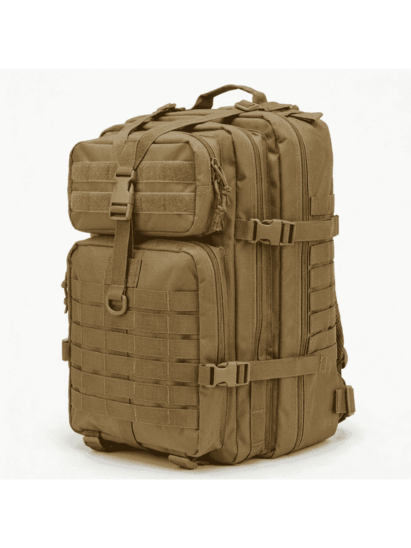 45L Laptop Backpack for Men, Water-Resistant Travel Hiking Backpack with 17-Inch Laptop Compartment, Khaki