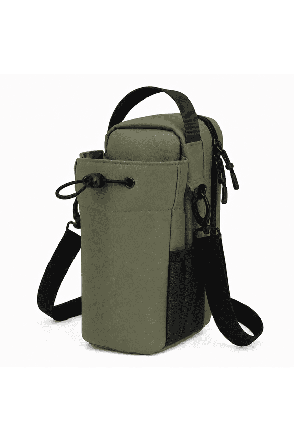 Magnetic Gym Bag Water Bottle Holder Crossbody Bottle Carrier with Phone Pocket and Adjustable Strap, Green