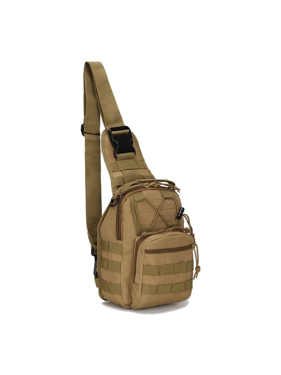 Lightweight Crossbody Sling Bag for Men and Women with Multiple Pockets, Khaki