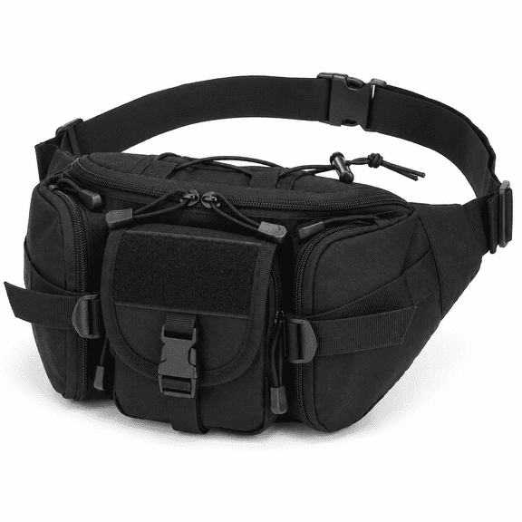 Water-Resistant Fanny Pack for Men and Women with Zipper Pockets, Black