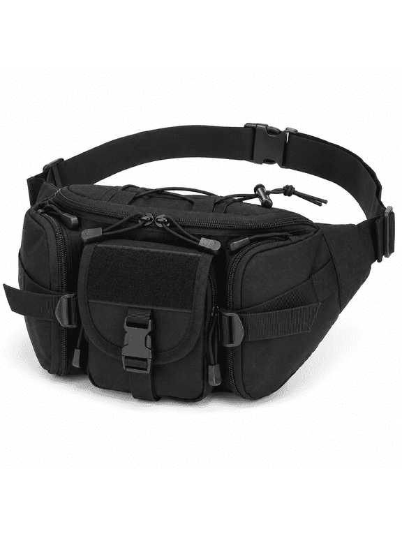 Water-Resistant Fanny Pack for Men and Women with Zipper Pockets, Black