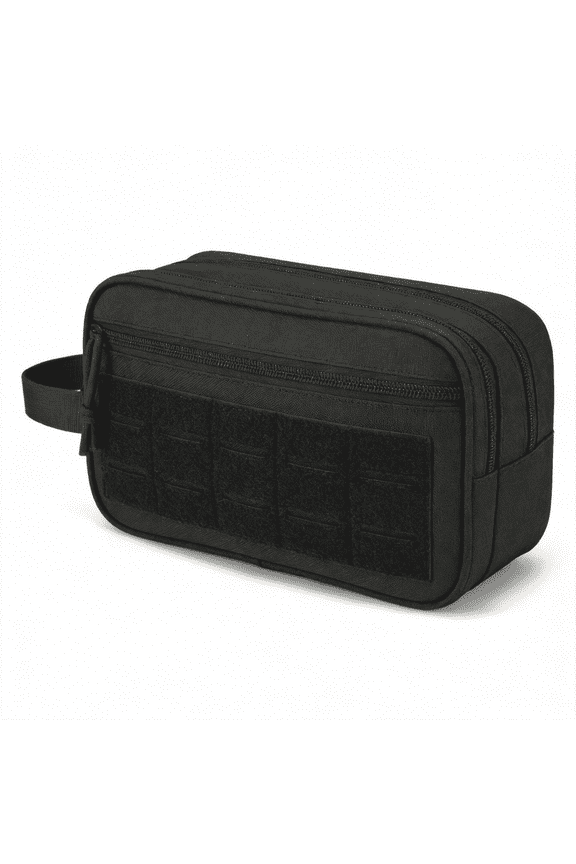 Travel Toiletry Bag, Water Resistant, Dry and Wet Compartments, Mesh Pockets, Side Handle, 10.2 x 5.9 x 4.3 in, Black