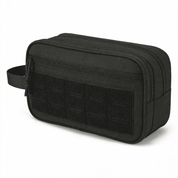 Travel Toiletry Bag for Men and Women, 10.2-Inch Water-Resistant Dopp Kit with Dry and Wet Compartments, Mesh Pockets and Side Handle, Black