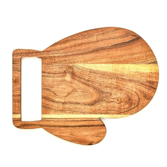 Aventura Design Organic Acacia kitchen Cutting Chopping Board Platter Wine Holder with Handles for Butcher Block Cheese and Vegetables Fruit & Salad (Glove Board 14"L x 11"W)