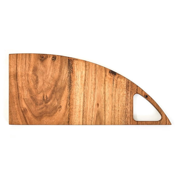 Aventura Design Organic Acacia kitchen Cutting Chopping Board Platter Wine Holder with Handles for Butcher Block Cheese and Vegetables Fruit & Salad (Yatch Board 13"L x 6"W)