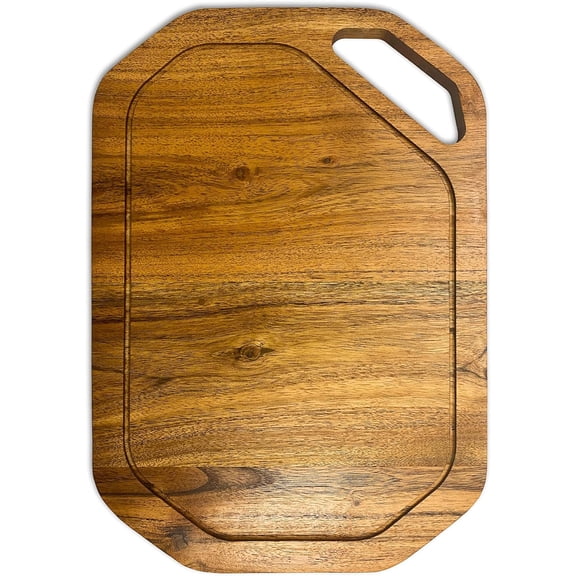 Aventura Design Wood Cutting Board for Kitchen, Cheese Serving Boards, Charcuterie Boards, Festive Serving Platters with Handle and Juice Grooves Pre Oiled, CB-130, 14"L x 10"W