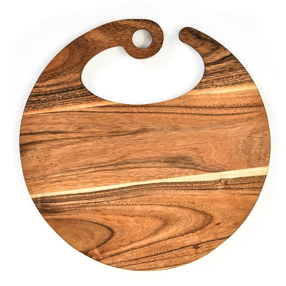Aventura Design Wooden Cutting Board for Kitchen, Wood Cutting Board with Hanging Hole, Food Serving Board for Fruits, Shaped Wooden Charcuterie Board, Serving Appetizer Platter 11"L x 11"W