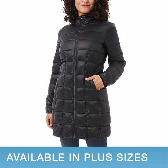 Aventure Ladies' 3/4 Length Puffer Jacket (Black, Medium)