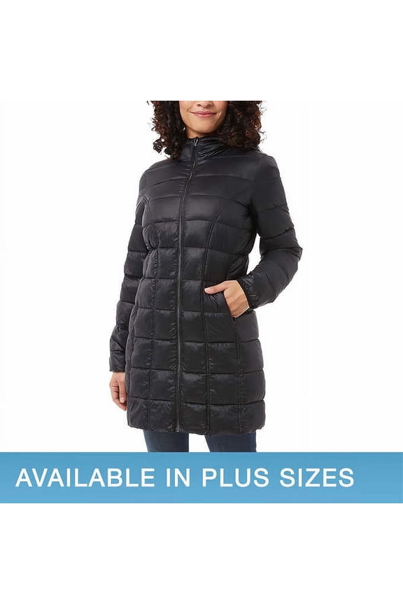 Ladies' 3/4 Length Puffer Jacket (Black, Medium)
