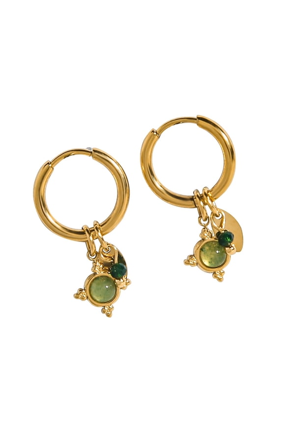 Aventurine Crystal Drop Ear Clips Professional Women Daily Wear Smooth Brims