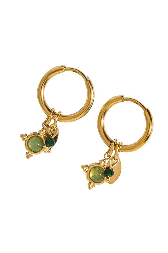 Aventurine Crystal Drop Ear Clips Professional Women Daily Wear Smooth Brims