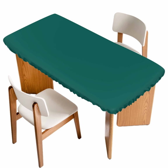 Aventurine Fitted Rectangle Tablecloth 24" x 36" Emerald Green Solid Color Elastic Table Cloth Fits for 3 Foot Folding Tables Waterproof Table Cover for Picnic Camping Outdoor