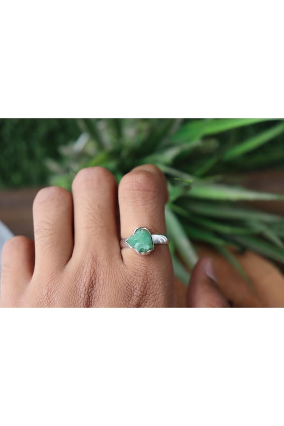 Aventurine Gemstone Ring, 925 Sterling Silver Ring, Natural Raw Stone, Green Aventurine Ring, Natural Aventurine, Charm Ring, Gift For Her,.