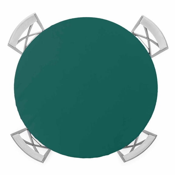 Aventurine Round Fitted Tablecloth with Elastic Edge, Emerald Green Table Cover Fit for 55"-60" Tables Waterproof Tablecloths for Dinner Camping Picnic