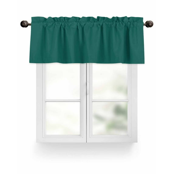 Aventurine Valances for Windows Emerald Green Solid Color Valance Rod Pocket Light Filtering Short Window Treatments Curtains for Kitchen Bathroom Living Room Bedroom, 1 Panel, 60 x 18 Inch