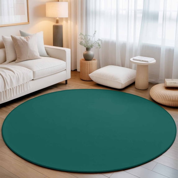 Aventurine Washable Round Area Rug 6 ft, Emerald Green Soft Non Slip ...
