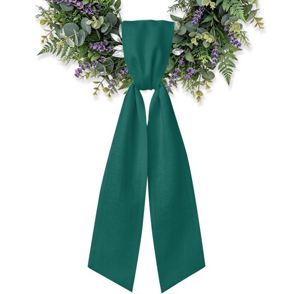 Aventurine Wreath Sash for Front Door, Emerald Green Satin Wreath Ribbon Bow Accessory Garland Home Decor for Doorway Porch Yard 4.5x56