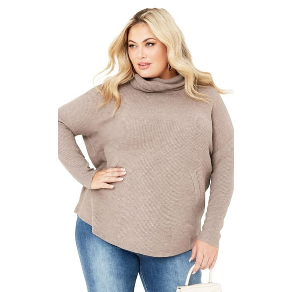 Avenue Women's Plus Size Ash Turtleneck Close Fit Sweater