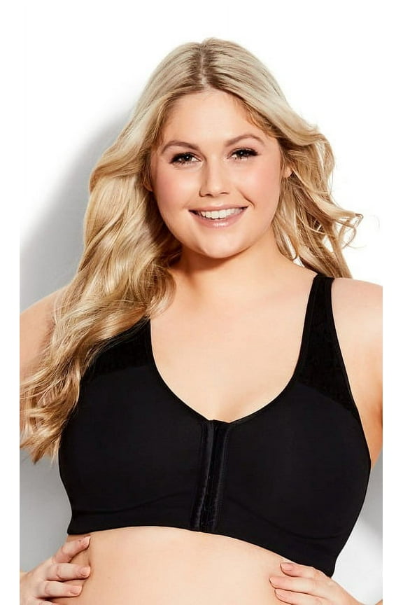 BLACK Comfort Cotton Wire Free Front Close Bra, US 38D, UK 38D